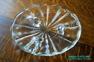 プレスガラス　コンポート アールデコ クリア プレスガラス タッツァ コンポート ケーキ