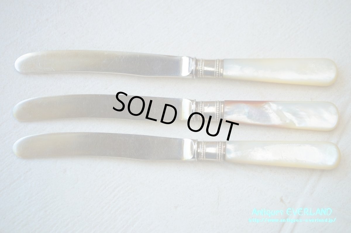 画像5: シルバー　William Hutton & Sons　ティーナイフ 6本セット　マザーオブパール　オリジナルボックス入り (5)