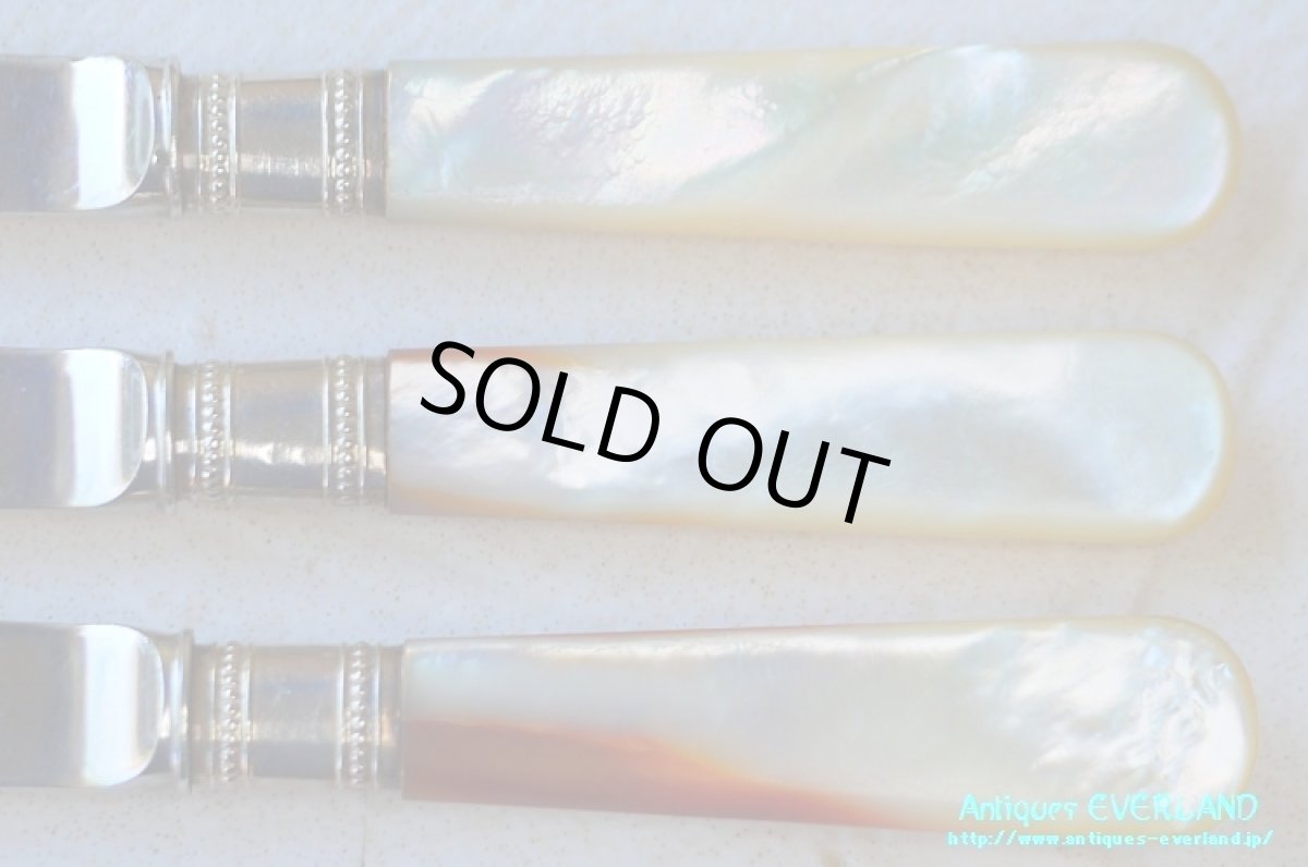 画像13: シルバー　William Hutton & Sons　ティーナイフ 6本セット　マザーオブパール　オリジナルボックス入り (13)