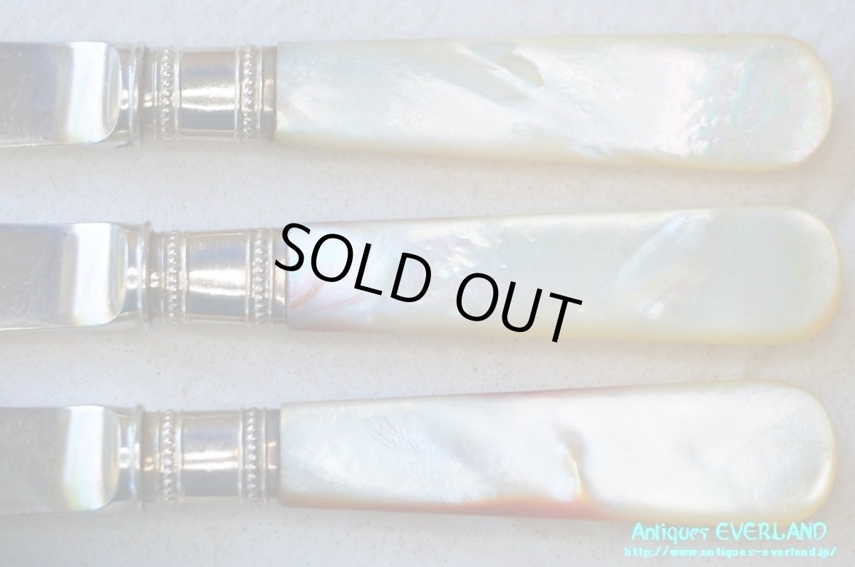 画像10: シルバー　William Hutton & Sons　ティーナイフ 6本セット　マザーオブパール　オリジナルボックス入り (10)