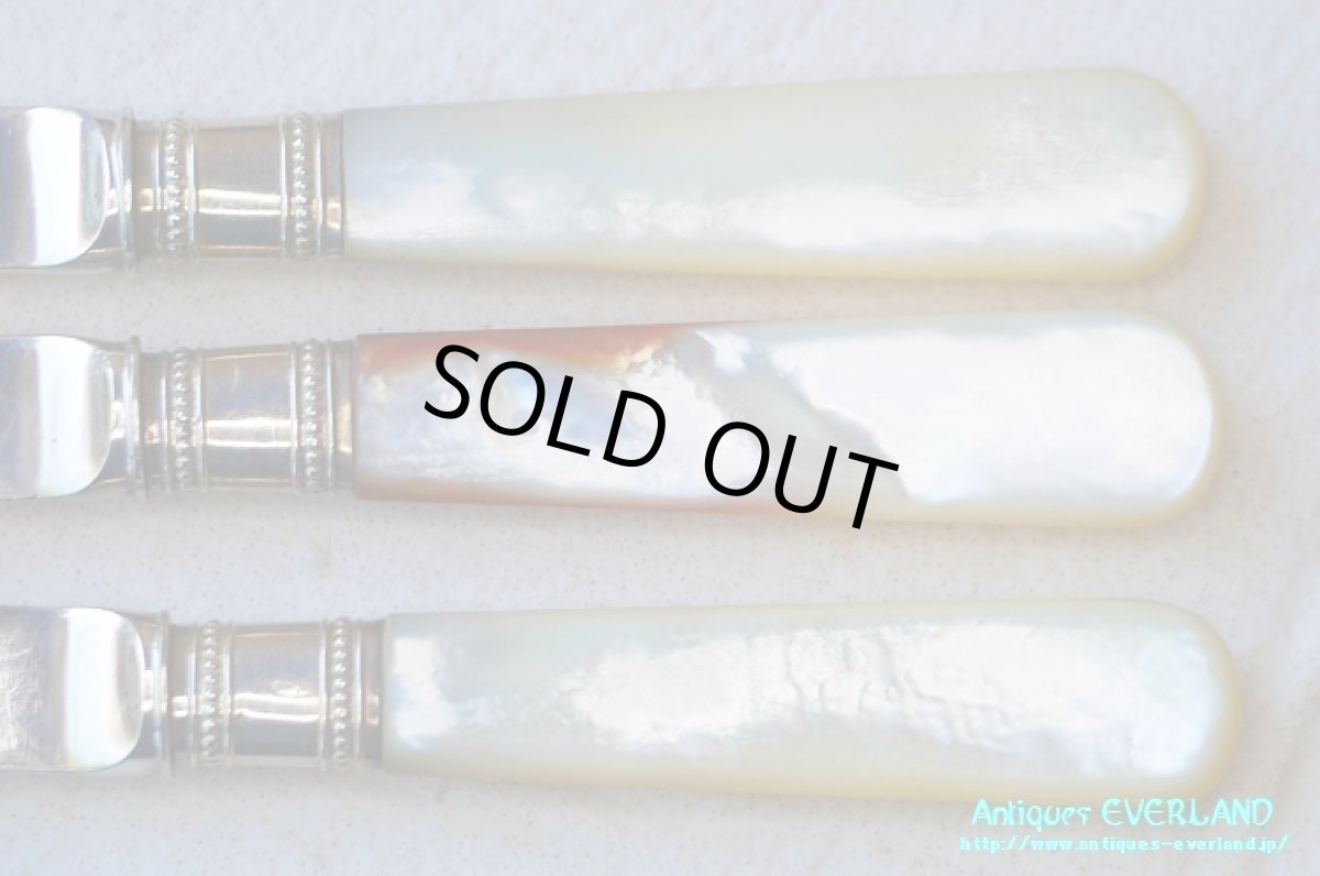 画像7: シルバー　William Hutton & Sons　ティーナイフ 6本セット　マザーオブパール　オリジナルボックス入り (7)