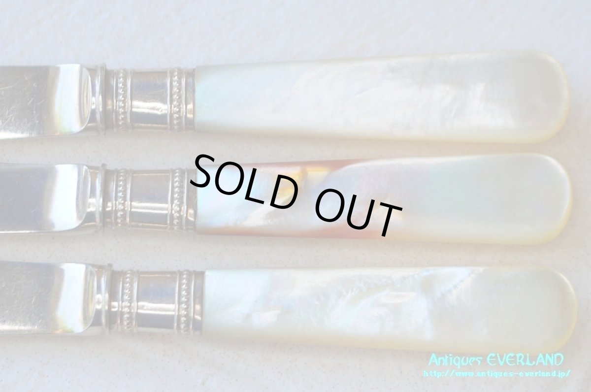 画像4: シルバー　William Hutton & Sons　ティーナイフ 6本セット　マザーオブパール　オリジナルボックス入り (4)