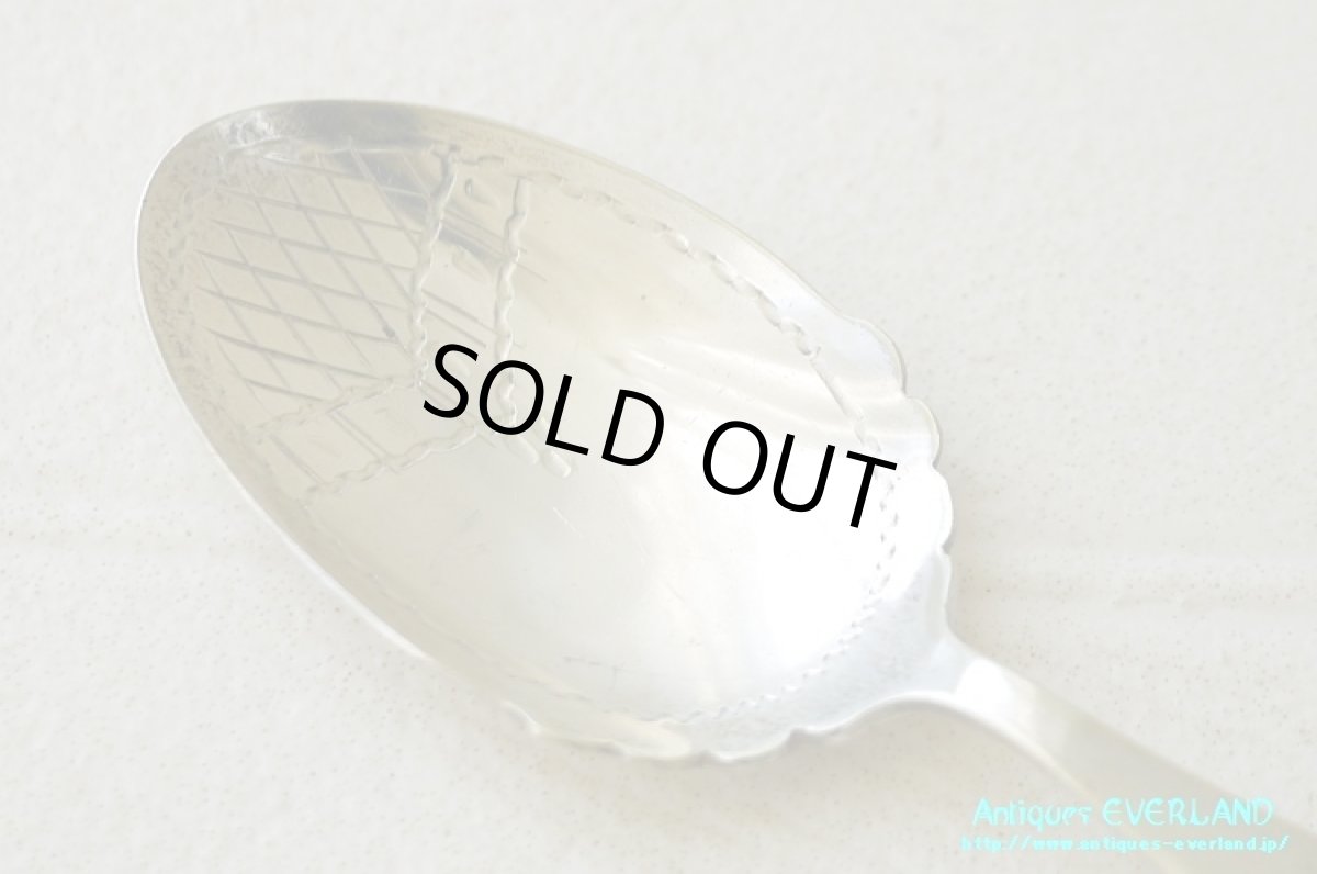 画像2: シルバー　ジャムスプーン　マザーオブパール　花籠 (2)