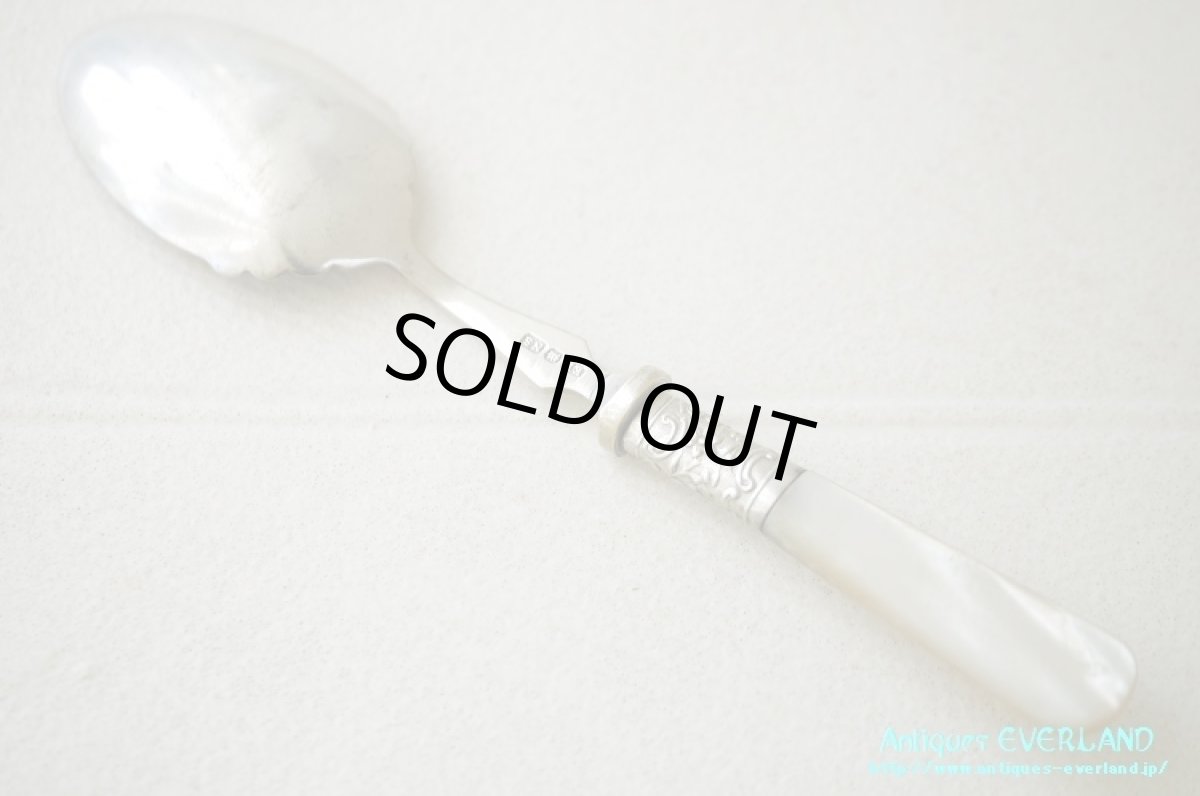 画像8: シルバー　ジャムスプーン　マザーオブパール　花籠 (8)