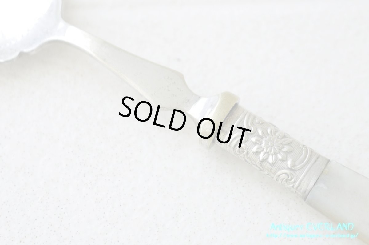 画像4: シルバー　ジャムスプーン　マザーオブパール　花籠 (4)