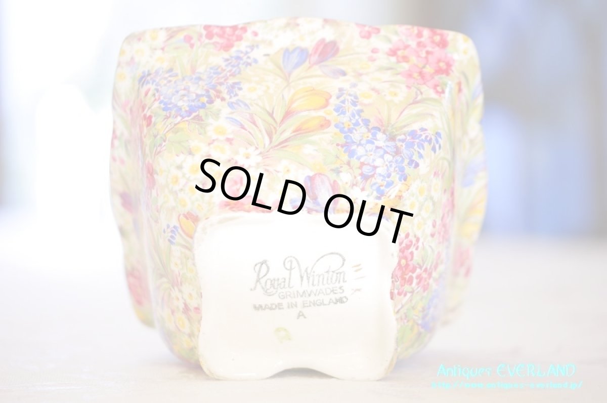 画像7: ロイヤル ウイントン　クロッカス ホワイト　チンツ　ダブルソーサー6客、サービスプレート、ミルク＆シュガーセット (7)