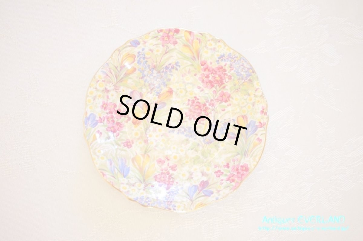 画像17: ロイヤル ウイントン　クロッカス ホワイト　チンツ　ダブルソーサー6客、サービスプレート、ミルク＆シュガーセット (17)