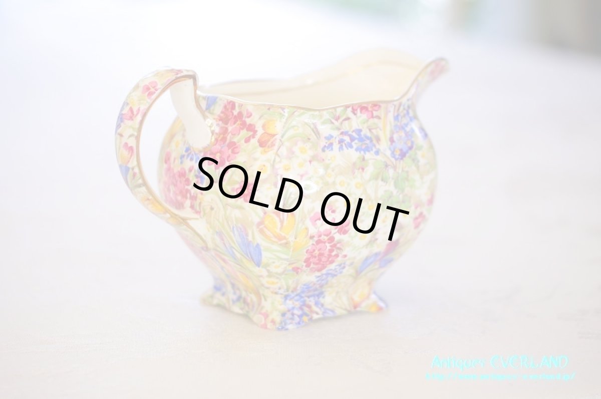 画像3: ロイヤル ウイントン　クロッカス ホワイト　チンツ　ダブルソーサー6客、サービスプレート、ミルク＆シュガーセット (3)