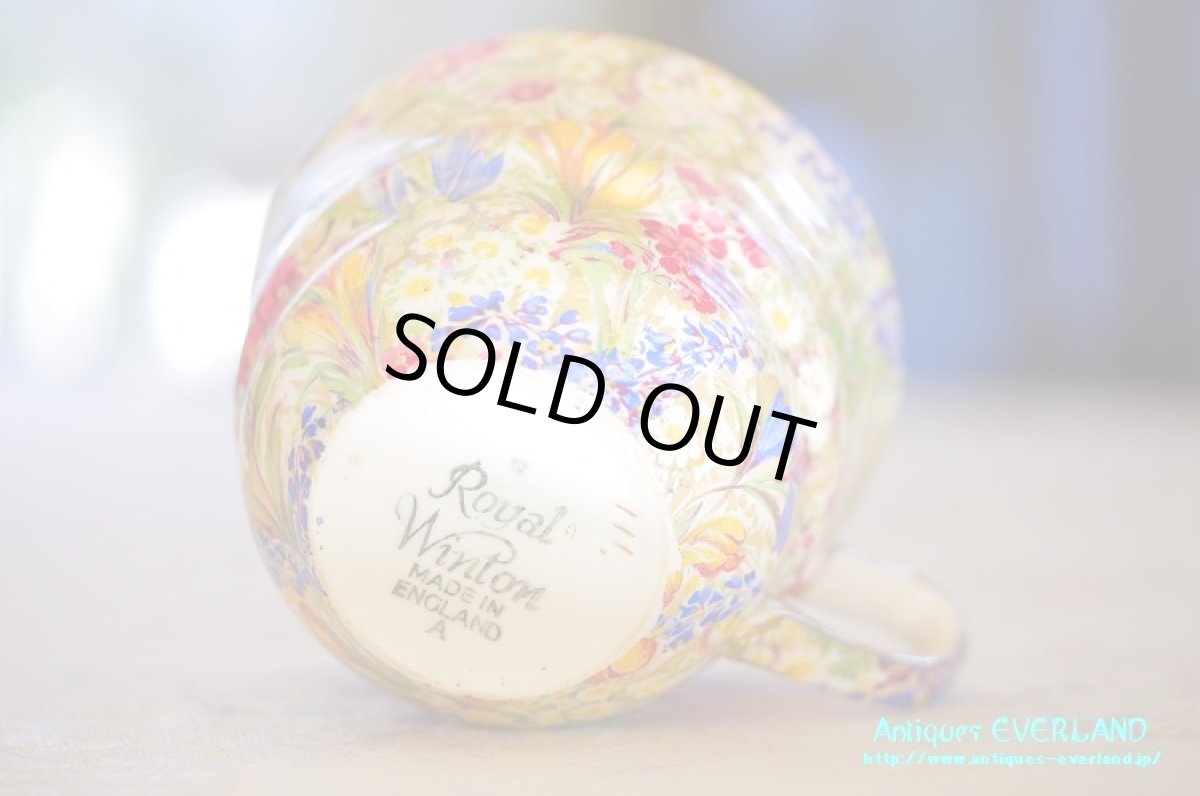 画像15: ロイヤル ウイントン　クロッカス ホワイト　チンツ　ダブルソーサー6客、サービスプレート、ミルク＆シュガーセット (15)