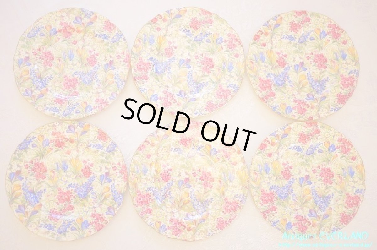 画像18: ロイヤル ウイントン　クロッカス ホワイト　チンツ　ダブルソーサー6客、サービスプレート、ミルク＆シュガーセット (18)