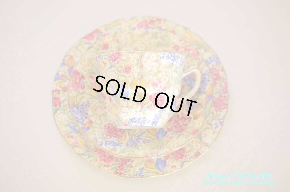 画像12: ロイヤル ウイントン　クロッカス ホワイト　チンツ　ダブルソーサー6客、サービスプレート、ミルク＆シュガーセット (12)