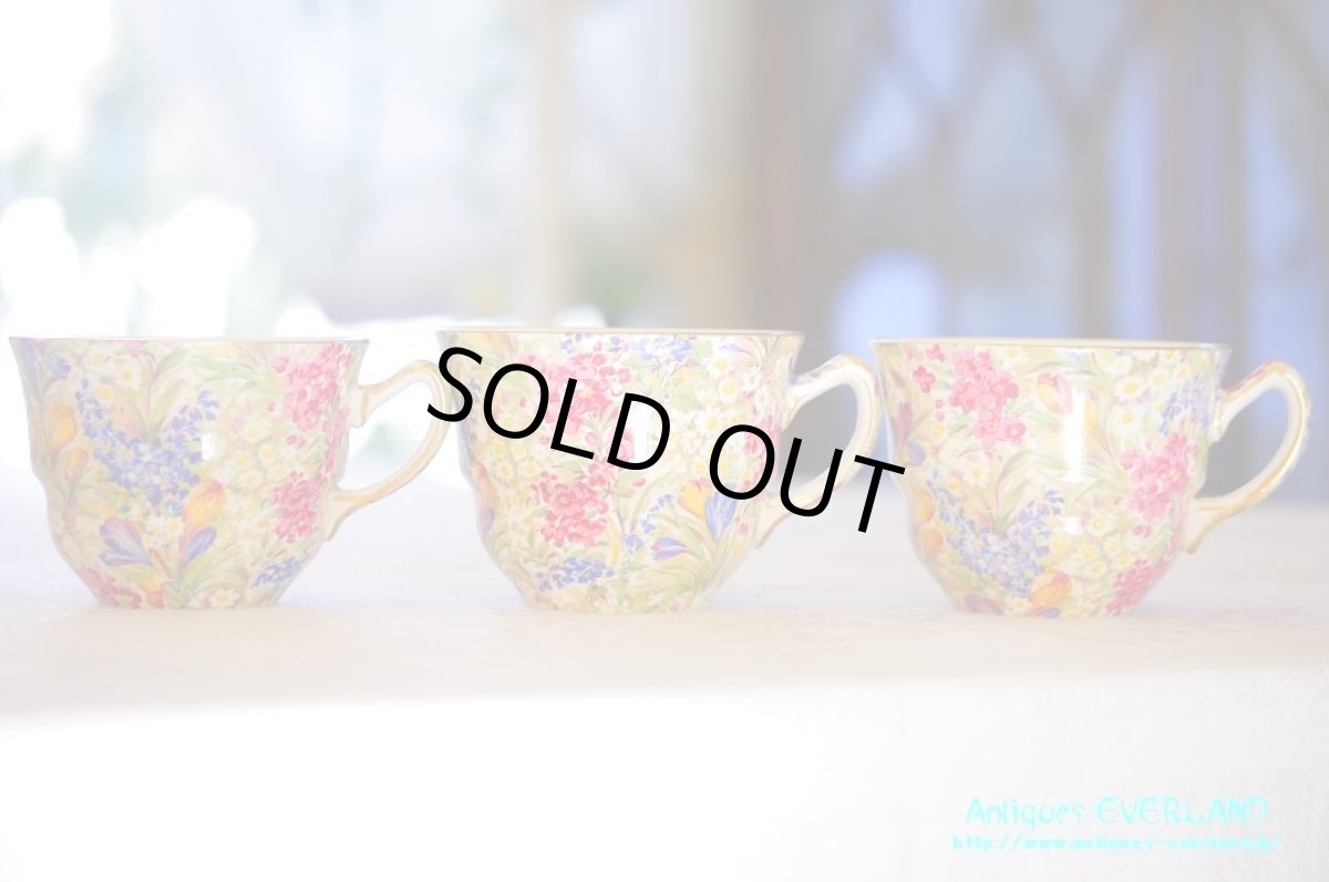 画像10: ロイヤル ウイントン　クロッカス ホワイト　チンツ　ダブルソーサー6客、サービスプレート、ミルク＆シュガーセット (10)