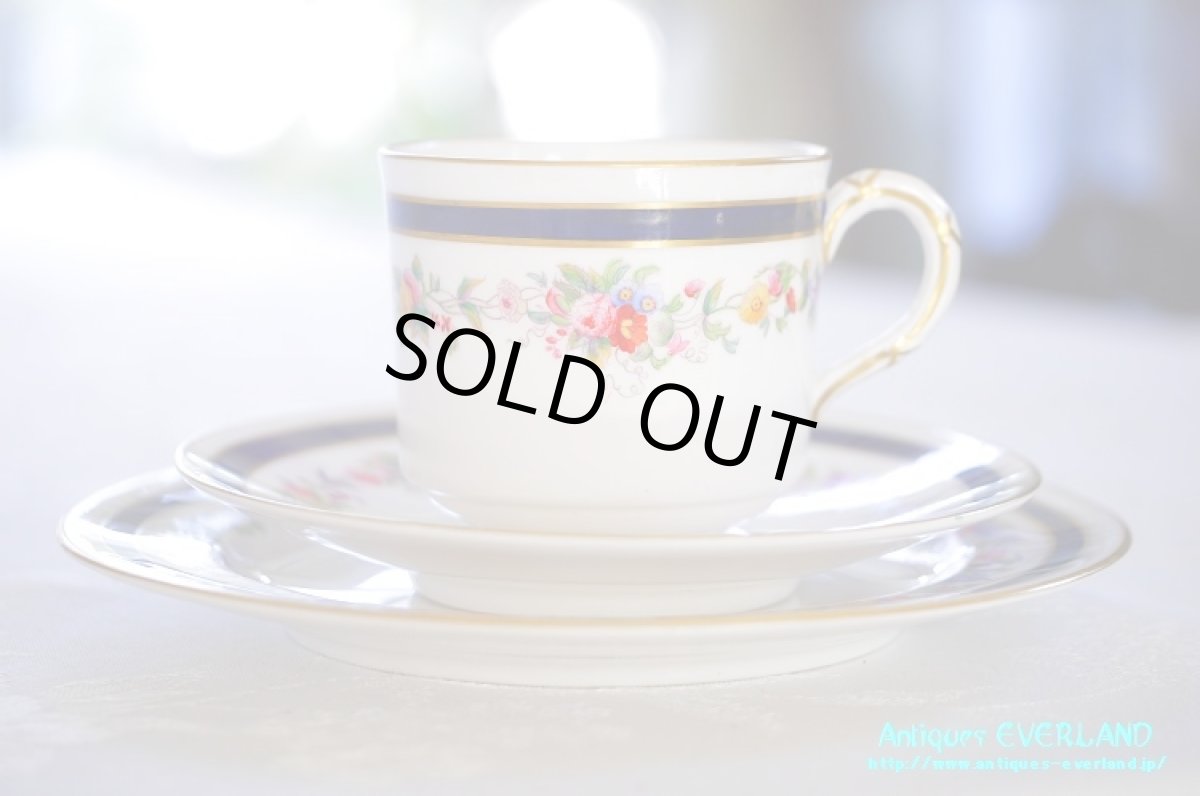 画像2: ロイヤル・ウースター　ダブルソーサー　ガーランド　ネイビーライン (2)