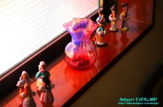 画像18: ヴィクトリアン　オパレッセント　クランベリーガラス　ヴァーズ　花器　花瓶 (18)