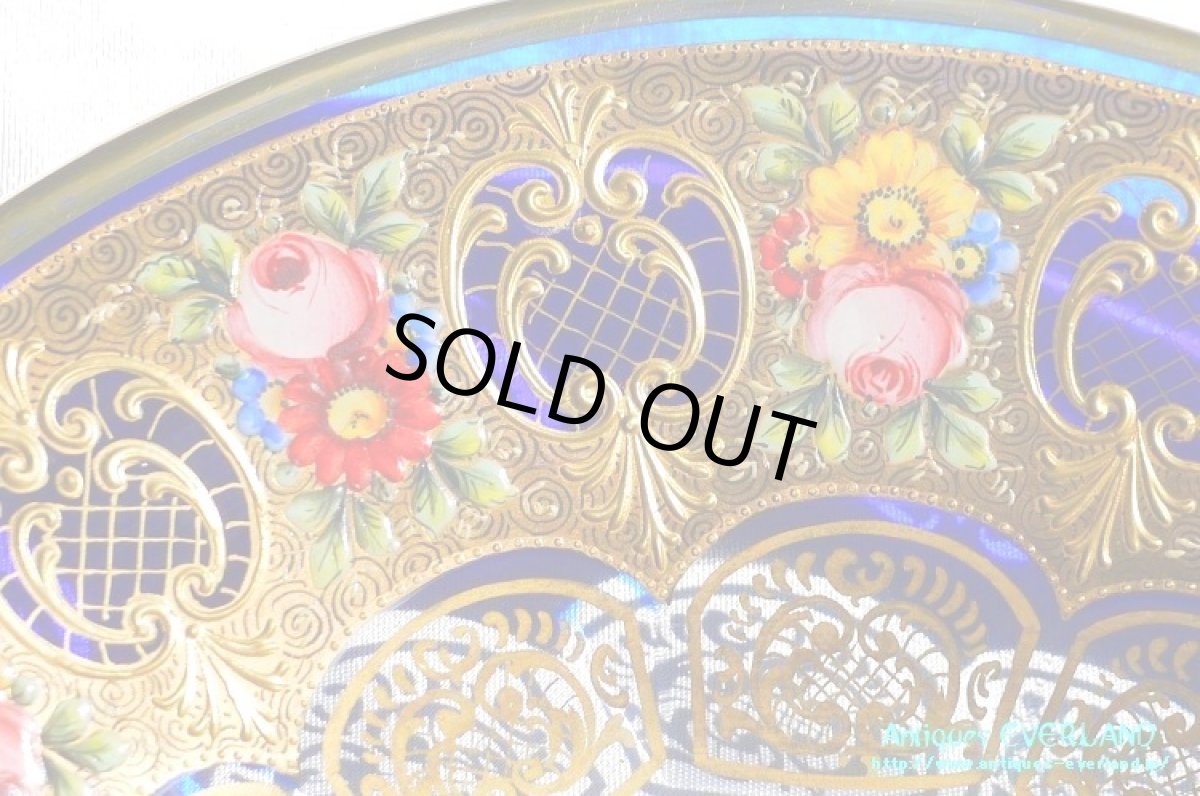 画像19: ボヘミアン　色被せ オーバーレイ　金彩　エナメル　コバルトブルー ガラス　ボウル＆ソーサー 6組 (19)