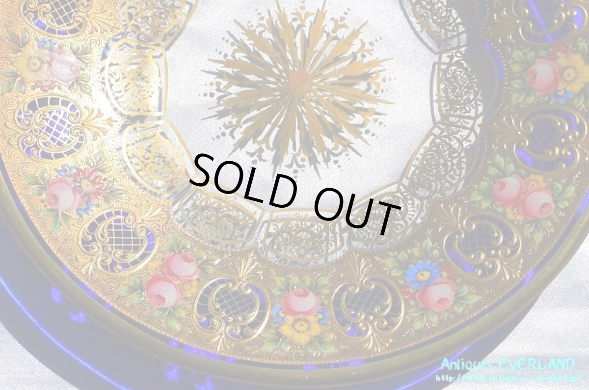 画像18: ボヘミアン　色被せ オーバーレイ　金彩　エナメル　コバルトブルー ガラス　ボウル＆ソーサー 6組 (18)