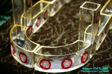 画像5: フランス　ナポレオンIII　グラヴュール　クランベリーガラス　金彩　センターピース セット　花器 (5)