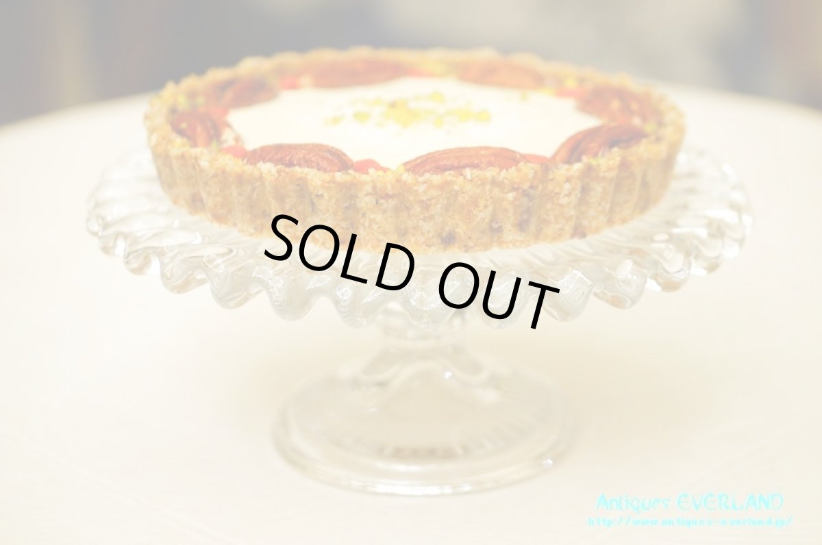 画像11: プレス ガラス　タッツァ　コンポート　ホールケーキスタンド (11)
