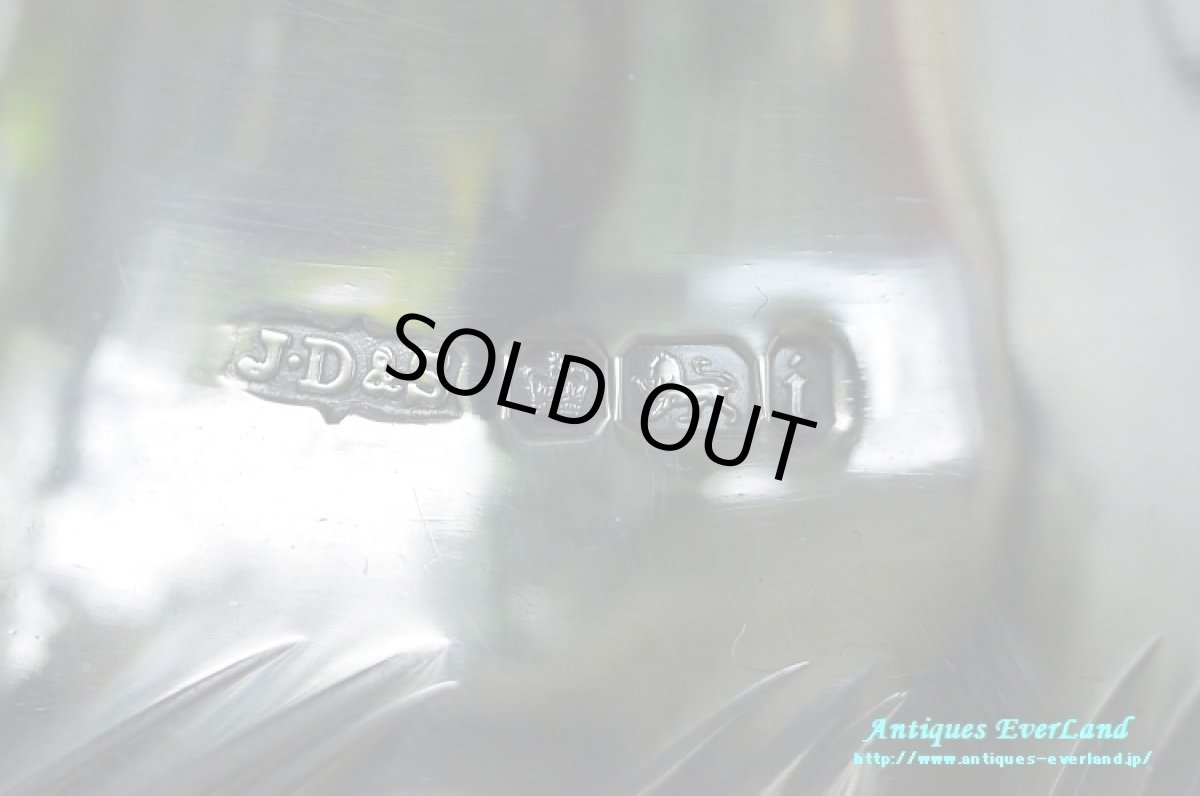 画像20: 純銀 シルバー　James Dixon & Sons　花器　ペア　ロイヤルブルーガラス (20)