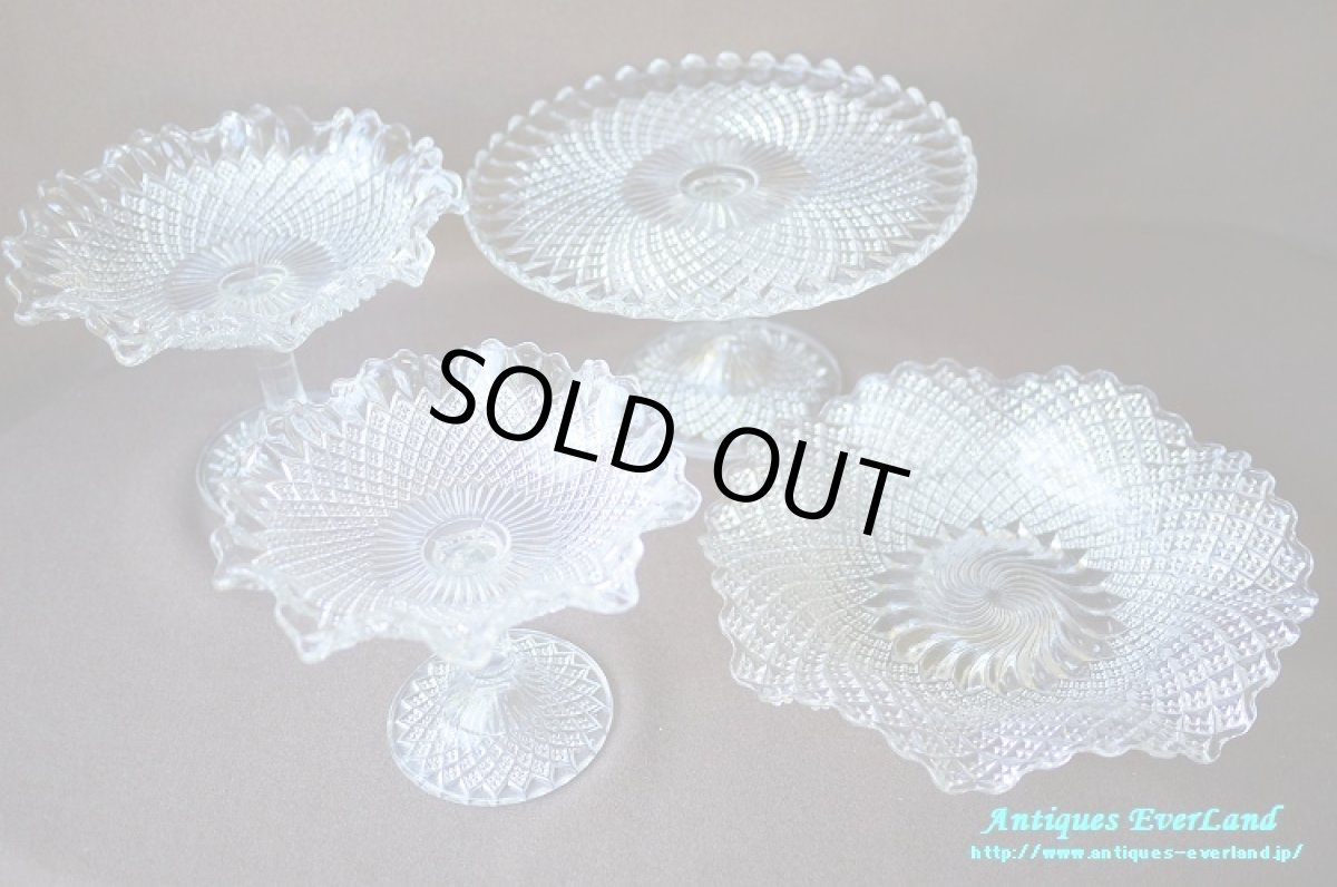 画像20: ヴィクトリアン　ジョージ ダビッドソン　クリア プレスガラス　ホールケーキスタンド　ペンデュラム　トロコイド (20)