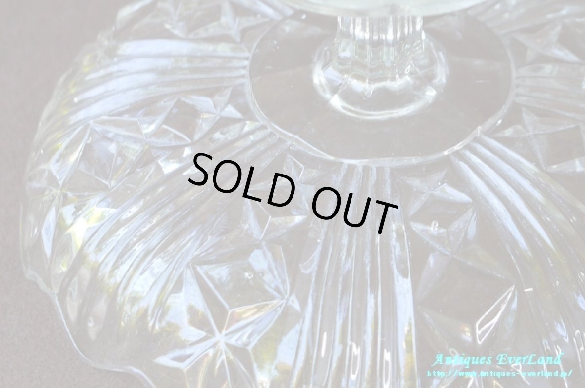 画像17: 訳あり特価＞アールデコ　クリア プレスガラス　タッツァ　コンポート　ケーキスタンド　 (17)