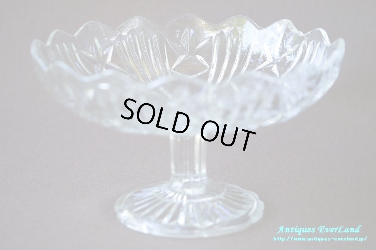 画像3: 訳あり特価＞アールデコ　クリア プレスガラス　タッツァ　コンポート　ケーキスタンド　 (3)