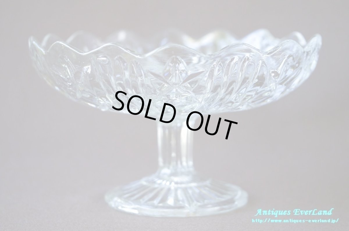 画像4: 訳あり特価＞アールデコ　クリア プレスガラス　タッツァ　コンポート　ケーキスタンド　 (4)