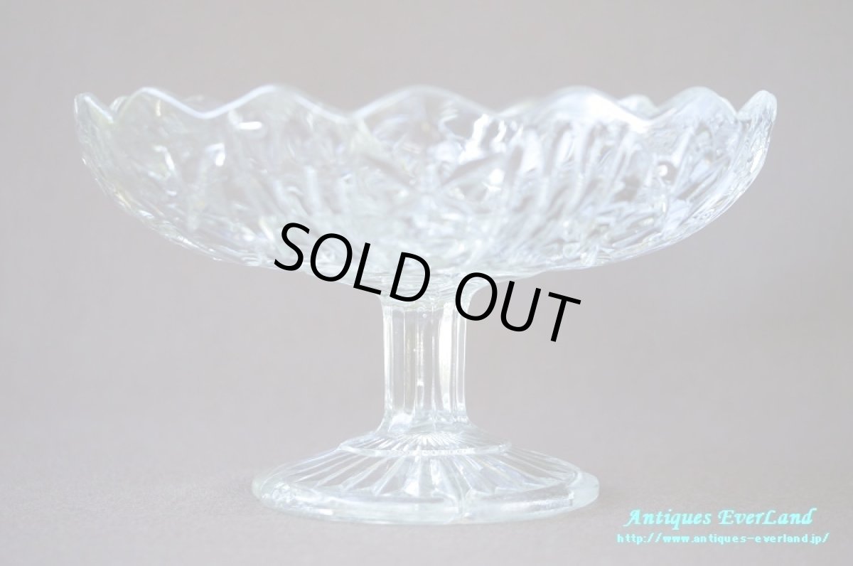 画像5: 訳あり特価＞アールデコ　クリア プレスガラス　タッツァ　コンポート　ケーキスタンド　 (5)
