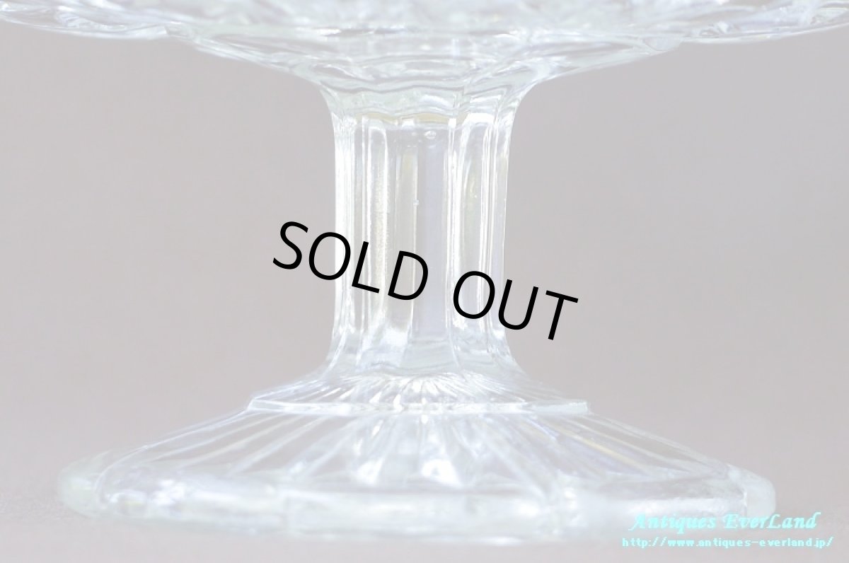 画像14: 訳あり特価＞アールデコ　クリア プレスガラス　タッツァ　コンポート　ケーキスタンド　 (14)