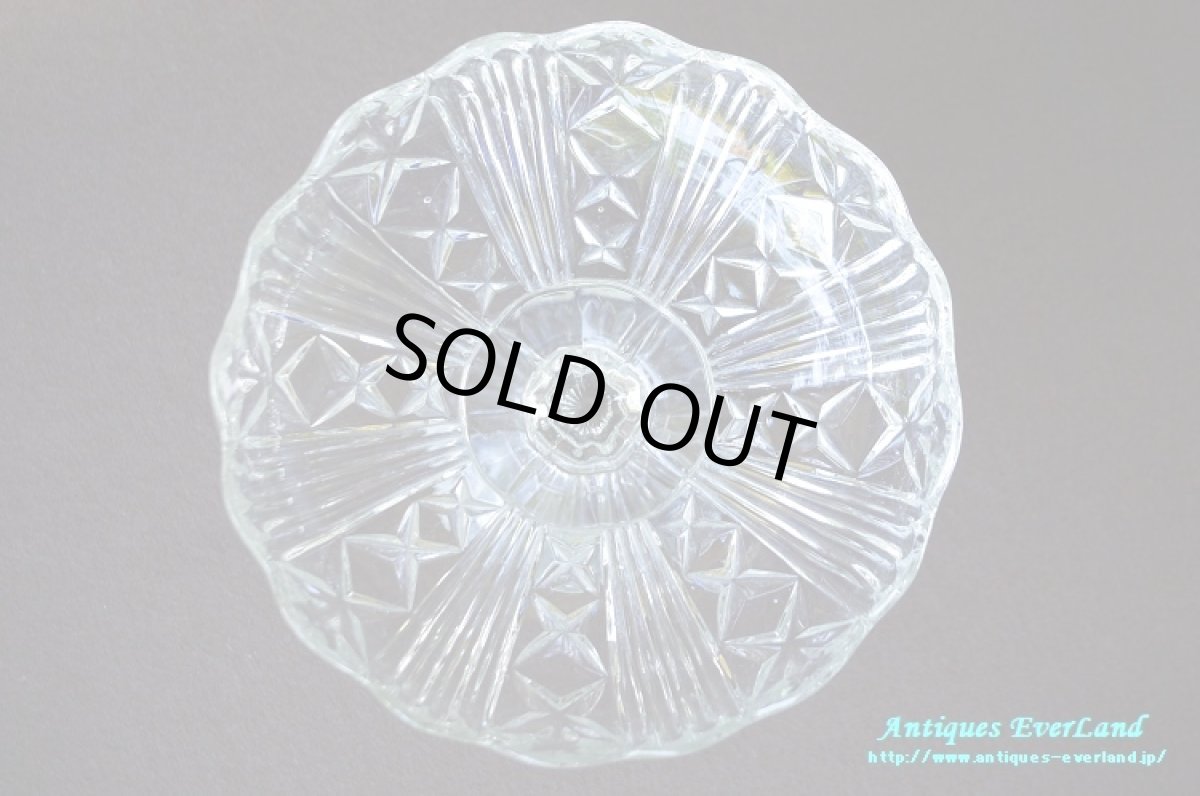 画像8: 訳あり特価＞アールデコ　クリア プレスガラス　タッツァ　コンポート　ケーキスタンド　 (8)