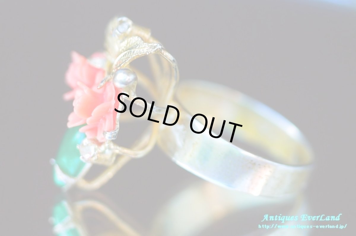 画像3: イタリア コーラル ジェイド リング Fiore (3)