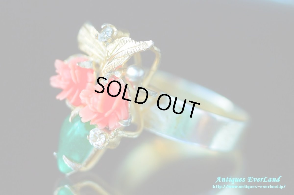 画像2: イタリア コーラル ジェイド リング Fiore (2)